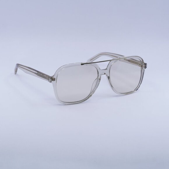 Saint Laurent SL545 002 Sunglasses Beige Aviator Frame, Light Yellow Lenses - Picture 6 of 13